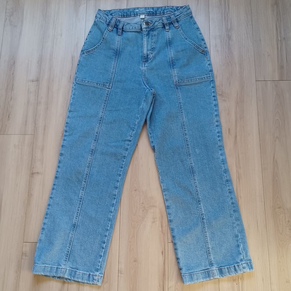 On 34th Macy's Wide Leg Carpenter Jeans Light Wash Blue Size 6 EUC - Picture 2 of 12